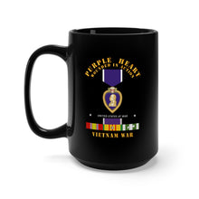 Load image into Gallery viewer, Black Mug 15oz - Purple Heart - WIA w VN SVC w Purple Heart Ribbon
