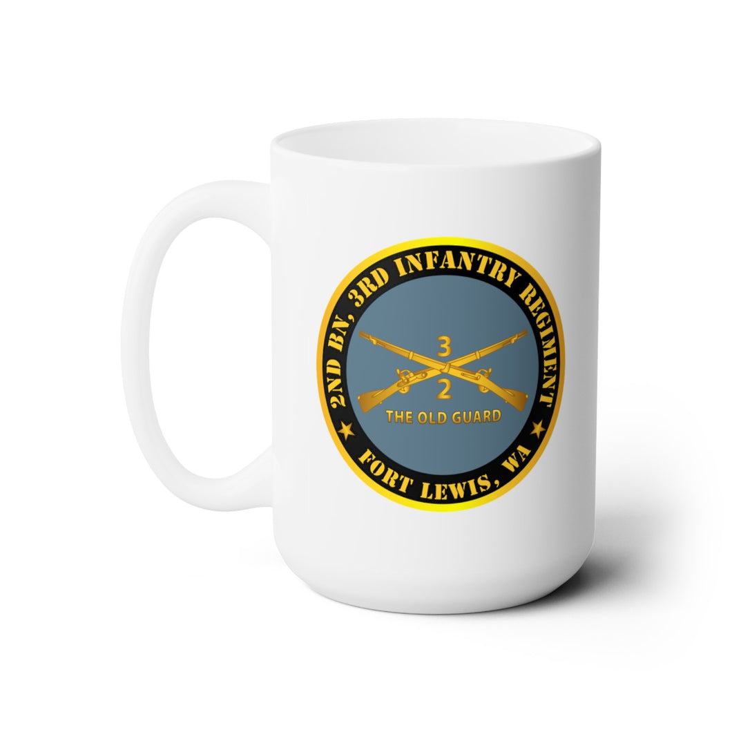 White Ceramic Mug 15oz - Army - 2nd Bn 3rd Infantry Regiment - Ft Lewis, WA - The Old Guard w Inf Branch