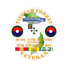 Load image into Gallery viewer, Kiss - Cut Stickers - Army - Vietnam Combat Infantry Veteran w 3rd Bn 47th Inf  (Riverine) - 9th ID SSI
