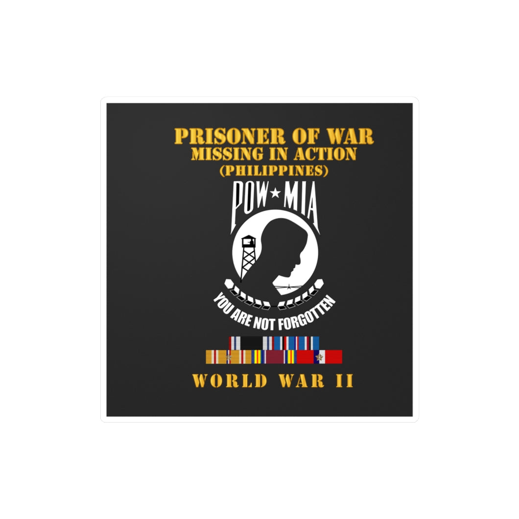 Kiss-Cut Vinyl Decals - Army - POW - MIA - Phili WWII w PAC SVC - SMALL