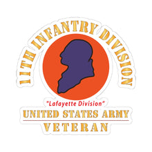 Load image into Gallery viewer, Kiss - Cut Stickers - Army - SSI - 11th Infantry Division - Lafayette Division - US Army Veteran X 300
