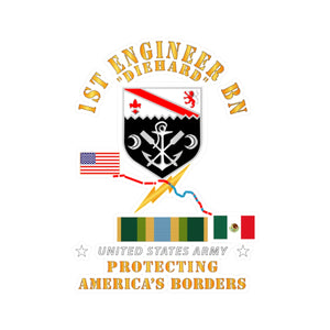 Kiss-Cut Vinyl Decals - Army - Faithful Patriot - 1st Engineer Bn - Protecting Boder w AFSM SVC