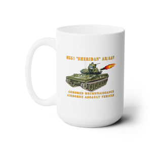 White Ceramic Mug 15oz - Army - M551 Sheridan - Firing - AR-AAV