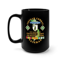 Load image into Gallery viewer, Black Mug 15oz - Vietnam Combat Infantry Veteran w 1st Bn 35th Inf - 4th ID SSI X 300
