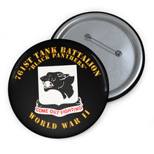 Load image into Gallery viewer, Custom Pin Buttons - 761st Tank Battalion - Black Panthers - WWII
