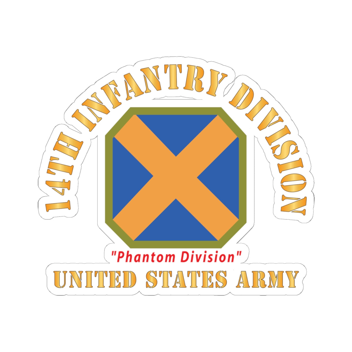 Kiss - Cut Stickers - Army - SSI - 14th Infantry Division - Phantom Di ...