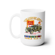 Load image into Gallery viewer, White Ceramic Mug 15oz - Army - 15th Cavalry Group - One for All - w Armored Scout Car w SSI WWII  EU SVC
