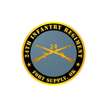 Load image into Gallery viewer, Kiss-Cut Vinyl Decals - Army - 24th Infantry Regiment - Fort Supply, OK w Inf Branch
