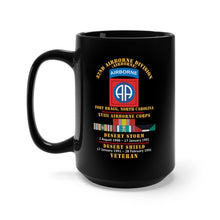 Load image into Gallery viewer, Black Mug 15oz - 82nd Airborne Division - XVIII Airborne Corps - Desert Storm, Desert Shield Veteran X 300
