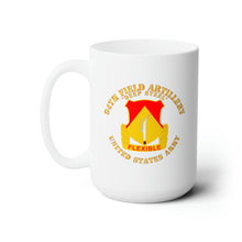Load image into Gallery viewer, White Ceramic Mug 15oz - Army - 94th Field Artillery Regiment - Deep Steel
