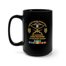 Load image into Gallery viewer, Black Mug 15oz - Always Earned Never Given - Vet w 1st Bn 16th Infantry - 1st ID w SPECIAL SVC X 300
