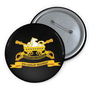 Custom Pin Buttons - 8th Cavalry Regiment w Br - Ribbon