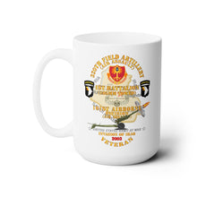 Load image into Gallery viewer, White Mug 15oz -  Army - 1st Bn, 320th FA, 101st Airborne Div - Invasion - 2003 w AA Badge - w 105mm  Map
