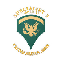 Load image into Gallery viewer, Kiss-Cut Vinyl Decals - Army - Enlisted - SPEC 5 - Specialist 5  - Std X 300
