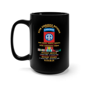 Black Mug 15oz - 82nd Airborne Division - XVIII Airborne Corps - Desert Storm, Desert Shield Veteran - RVS X 300