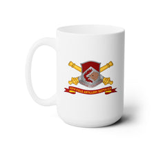 Load image into Gallery viewer, White Ceramic Mug 15oz - Army - 49th Field Artillery Battalion w Br - Ribbon
