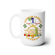 Load image into Gallery viewer, White Ceramic Mug 15oz - Army - Vietnam Combat Veteran w 1st Bn - 50th Inf - 3rd Bde 4th Inf Div 1968 w VN SVC
