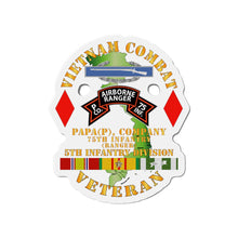 Load image into Gallery viewer, Die-Cut Magnets - Army - Vietnam Combat Vet - P Co 75th Infantry (Ranger) - 5th Inf Div SSI
