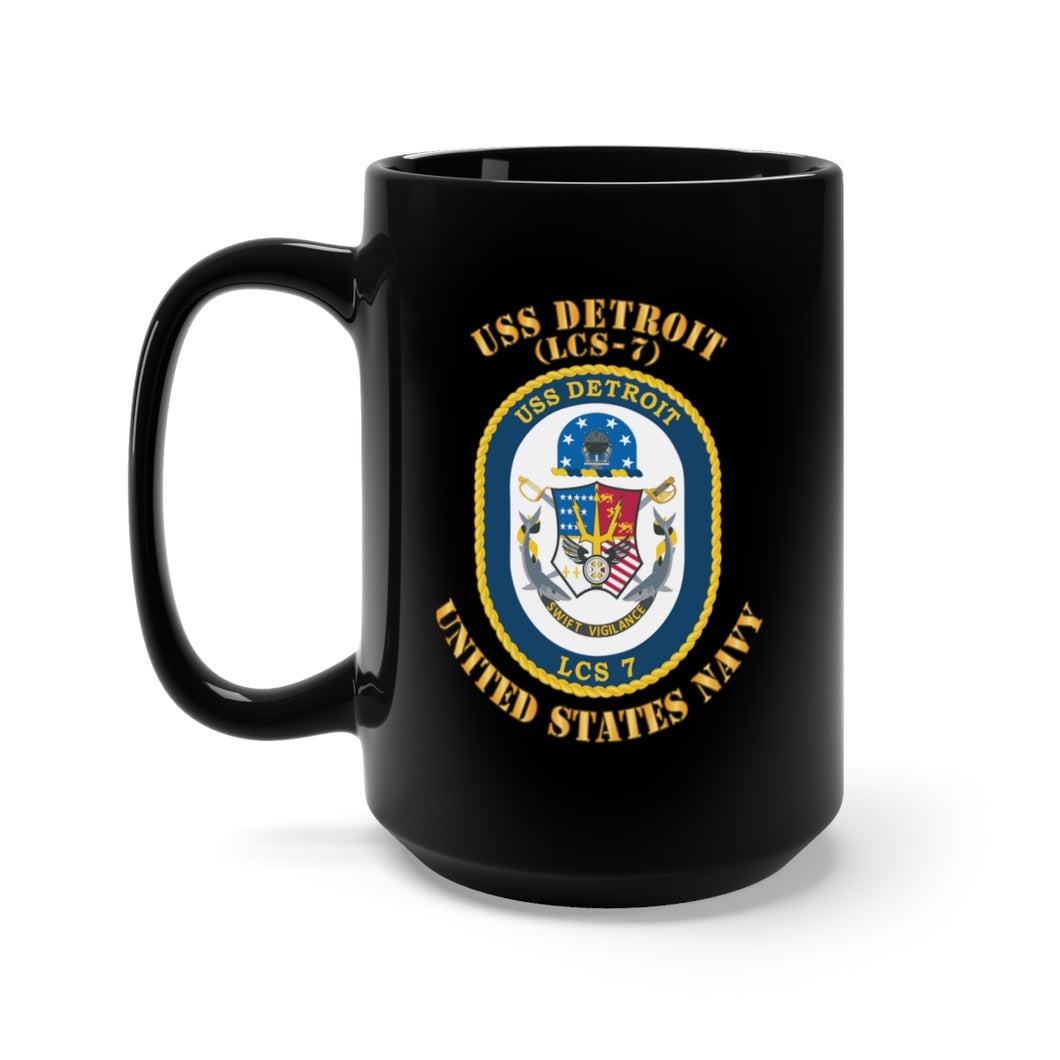 Black Mug 15oz - Navy - USS Detroit (LCS-7) X 300