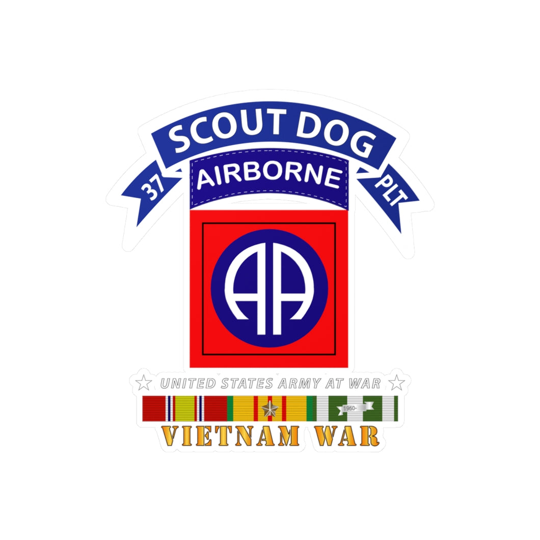 Kiss-Cut Vinyl Decals - Army - 37th Scout Dog Platoon - 82nd Airborne Div  w VN SVC