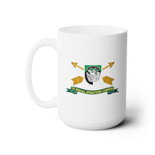 Load image into Gallery viewer, White Ceramic Mug 15oz - Army -1st Special Operations Command (SOCOM) Flash w Br - Ribbon X 300
