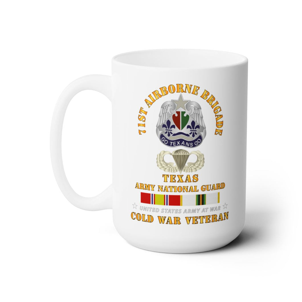 White Mug 15oz -  Army - 1st Airborne Bde - TXARNG - Cold War Vet wo Parachute w COLD SVC  X 300