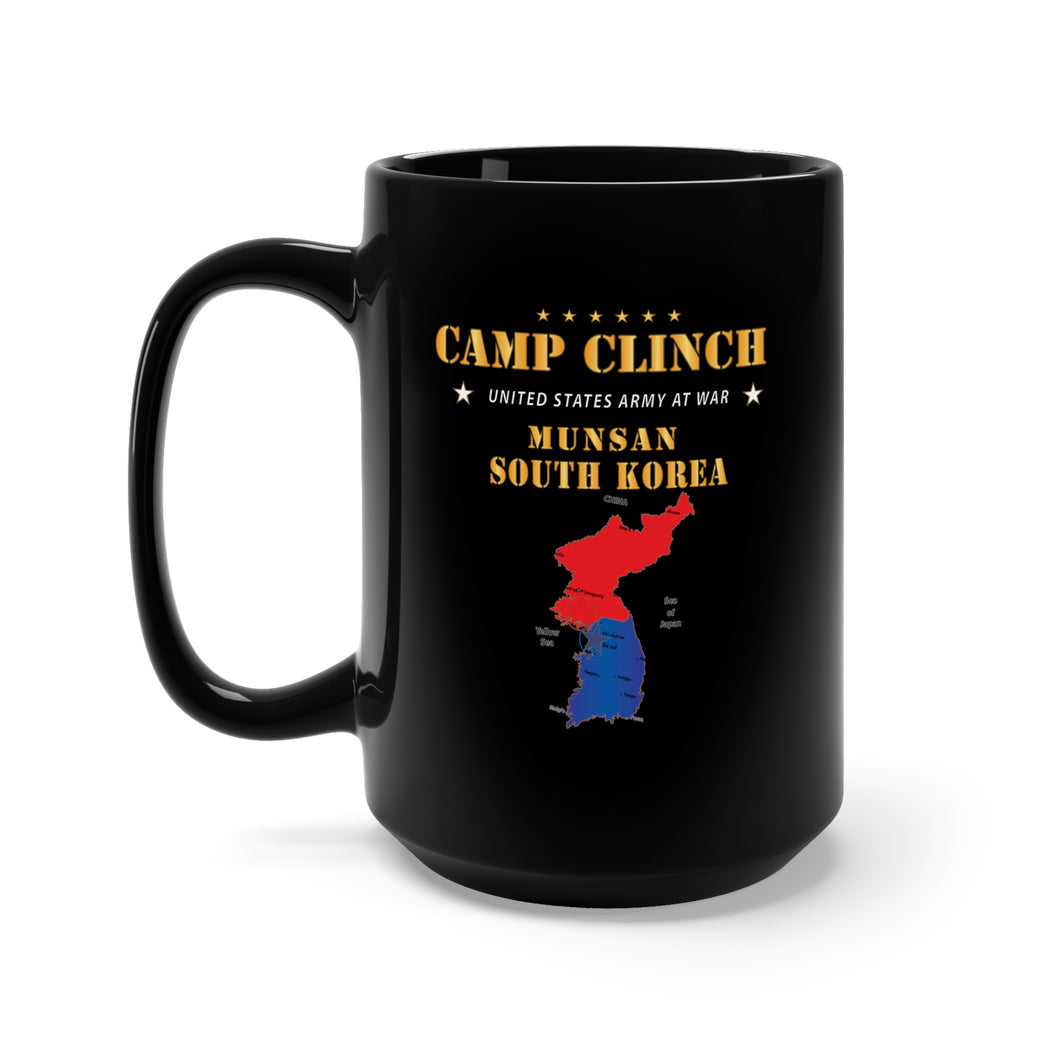 Black Mug 15oz - Camp Clinch - Munsan - South Korea w Map - Vert X 300