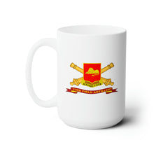 Load image into Gallery viewer, White Ceramic Mug 15oz - Army - 33rd Field Artillery w Br - Ribbon
