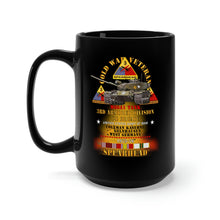 Load image into Gallery viewer, Black Mug 15oz - Army - Cold War Vet -  3rd Armored Division  - Gelnhausen, Germany - M60A1 Tank  - Spearhead w Fire - 1973-76 w DUI - COLD X 300
