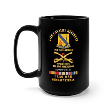 Load image into Gallery viewer, Black Mug 15oz - Army - 14th Cavalry Regiment w Cav Br - 1st Squadron - OIF - 2009–2010 - Red Txt Cbt Vet w IRAQ SVC X 300
