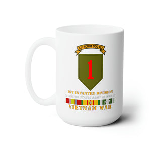 White Ceramic Mug 15oz - Army - 41st  Scout Dog Platoon 1st Infantry Div wo Top w VN SVC