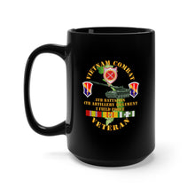 Load image into Gallery viewer, Black Mug 15oz - Vietnam Combat Vet - 8th Bn 4th Artillery - I Field Force w M107
