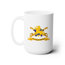 Load image into Gallery viewer, White Ceramic Mug 15oz - Army  - 9th Cavalry Regiment w Br - Ribbon
