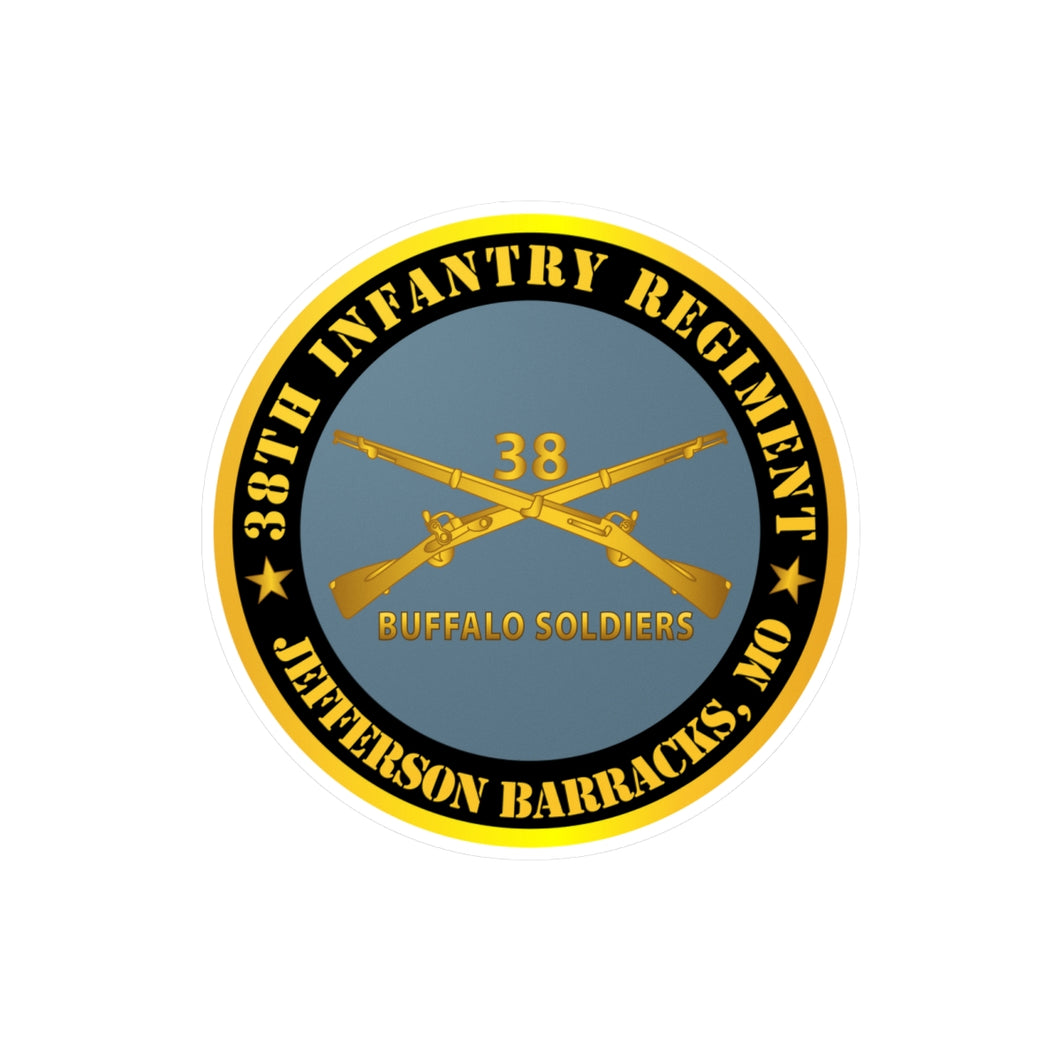 Kiss-Cut Vinyl Decals - Army - 38th Infantry Regiment - Buffalo Soldiers - Jefferson Barracks, MO w Inf Branch