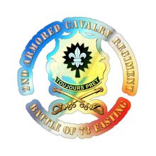 Load image into Gallery viewer, Holographic Die-cut Stickers - 2nd Armored Cavalry Regiment DUI - Battle of 73 Easting
