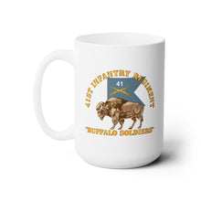 Load image into Gallery viewer, White Mug 15oz -Army - 41st Infantry - Army - 41st Infantry Regiment - Buffalo Soldiers w 41st Inf Guidon X 300
