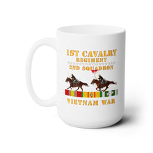 Load image into Gallery viewer, White Ceramic Mug 15oz - Army -2nd Squadron, 1st Cavalry Regiment - Vietnam War wt 2 Cav Riders and VN SVC X300
