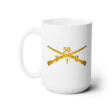 Load image into Gallery viewer, White Ceramic Mug 15oz - Army - 1st Bn, 50th Infantry  Branch wo Txt
