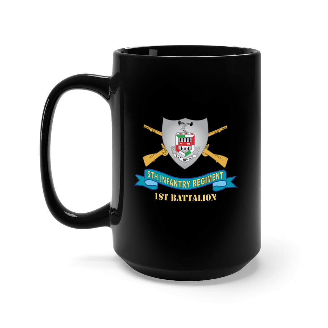 Black Mug 15oz - 5th Infantry Regiment - DUI - 1st Battalion w Br - Ribbon X 300