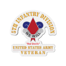 Load image into Gallery viewer, Die-Cut Magnets - Army - DUI - 5th Infantry Division - Red Devils - US Army Veteran X 300
