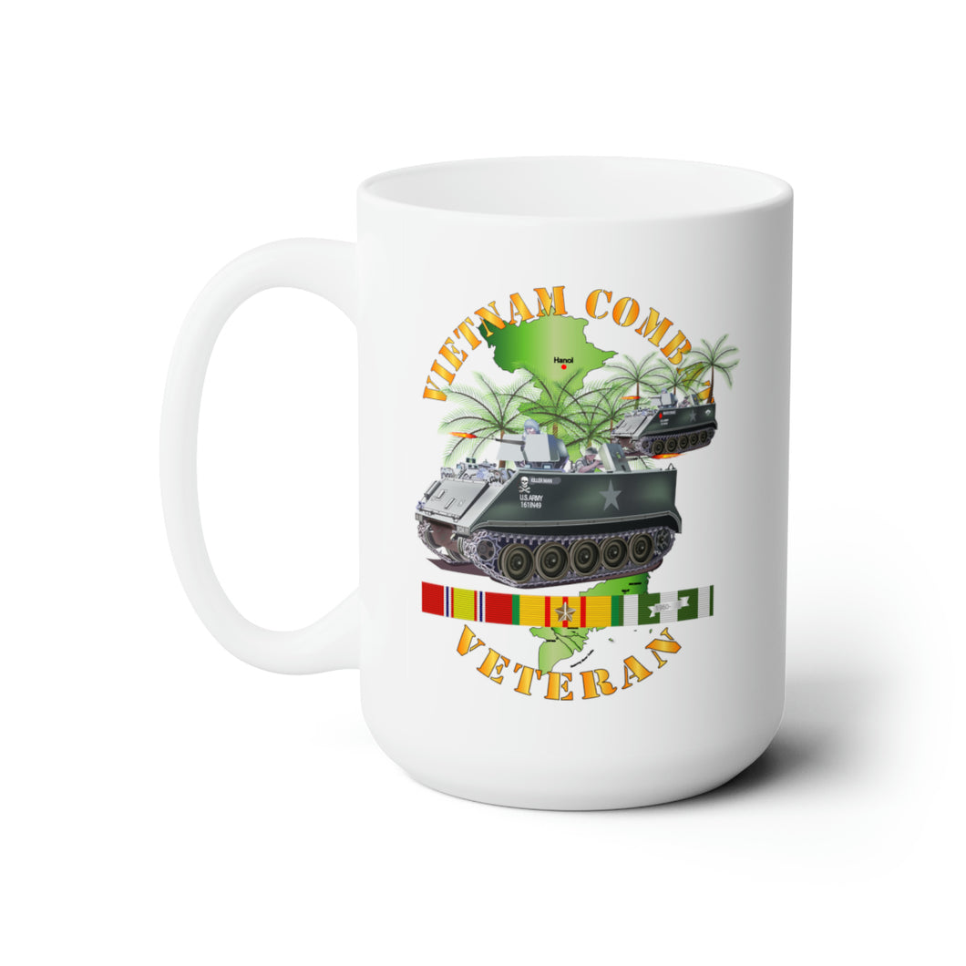 White Ceramic Mug 15oz - Army - Vietnam Combat Vet -  w APCs