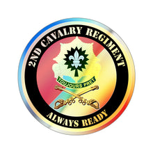 Load image into Gallery viewer, Holographic Die-cut Stickers - 2nd Armored Cavalry Regiment DUI - Red White - Always Ready
