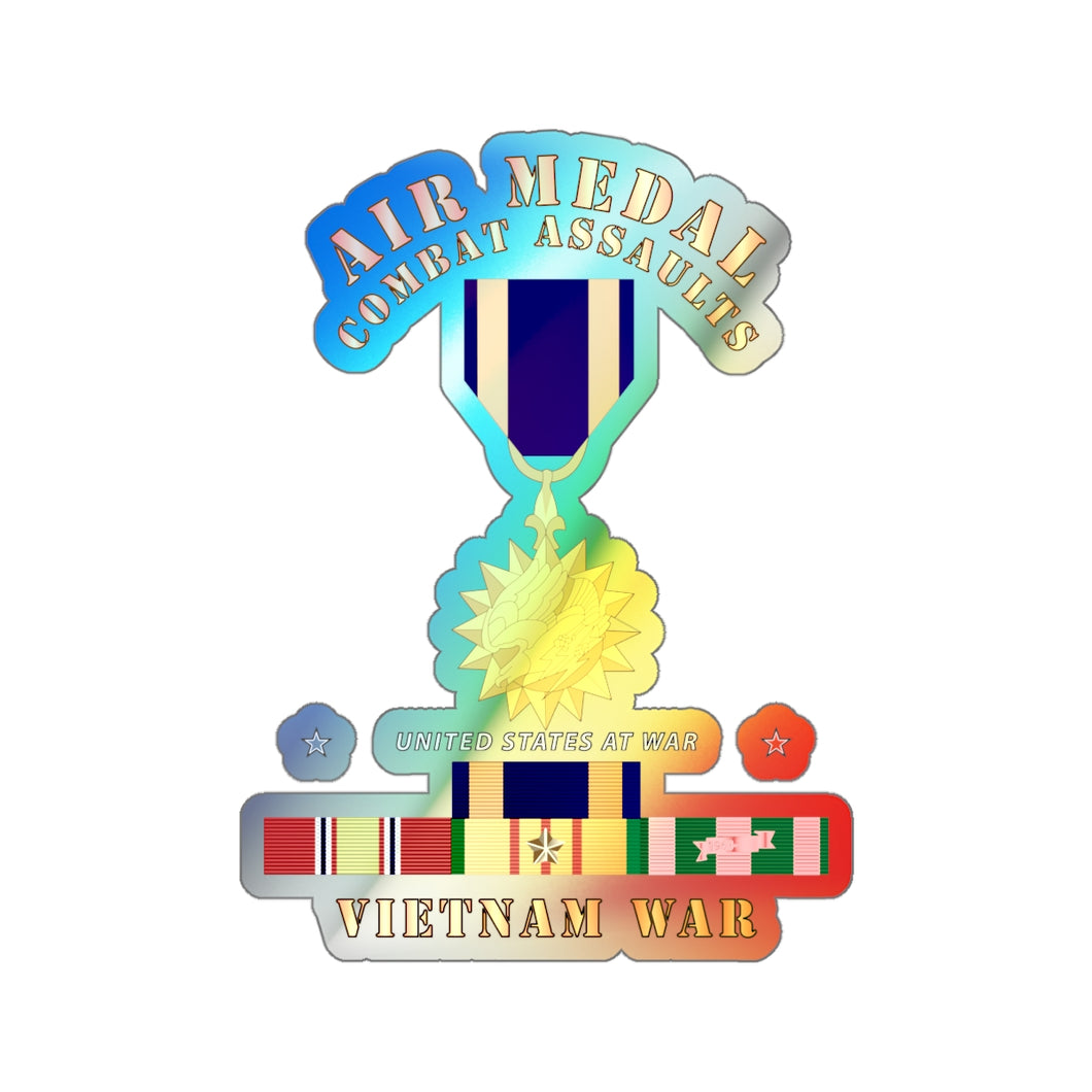 Holographic Die-cut Stickers - Air Medal - Combat Assaults w VN SVC w Air Medal Ribbon