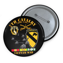 Load image into Gallery viewer, Custom Pin Buttons - 7th Cavalry (Air Cav) - 1st Cav Division w SVC
