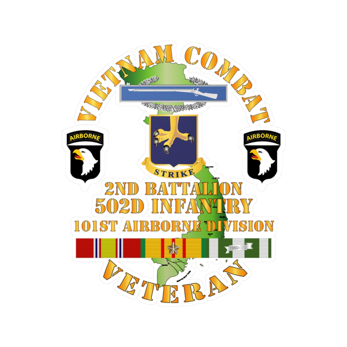 Kiss-Cut Vinyl Decals - Army - Vietnam Combat Vet - 2nd Bn 502nd Infan ...