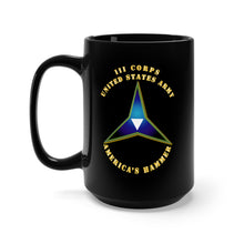 Load image into Gallery viewer, Black Mug 15oz - Emblem - Army III Corps - America&#39;s Hammer
