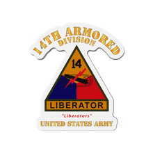 Load image into Gallery viewer, Die-Cut Magnets - Army - SSI - 14th Armored Division w Name Tape - Liberators - US Army X 300
