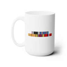 Load image into Gallery viewer, White Ceramic Mug 15oz - Army - WWII POW Service Ribbons Bar w Philippines SVC (Pacific Theater)
