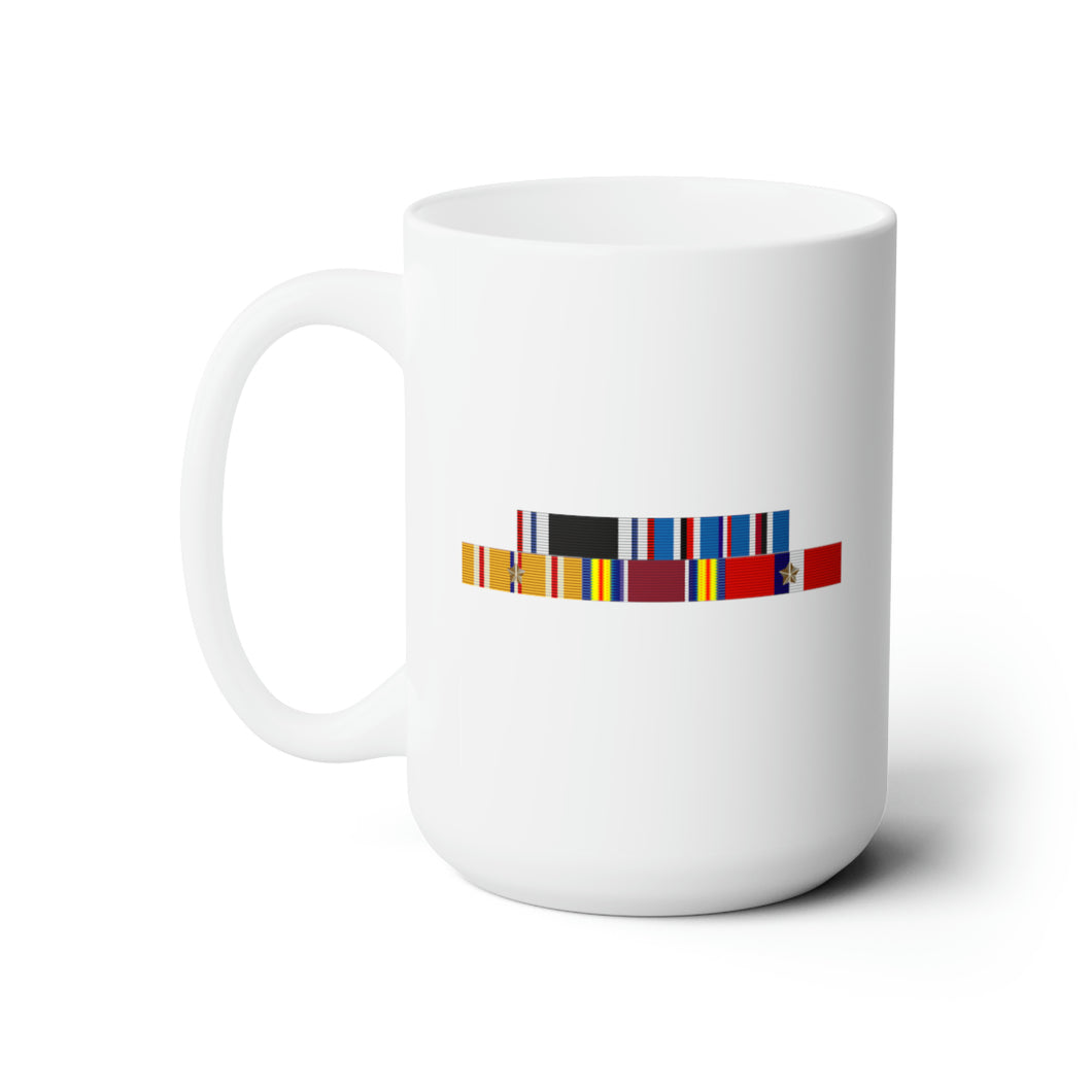 White Ceramic Mug 15oz - Army - WWII POW Service Ribbons Bar w Philippines SVC (Pacific Theater)