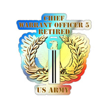 Load image into Gallery viewer, Holographic Die-cut Stickers - Emblem - Warrant Officer 5 - CW5 w Eagle - Retired
